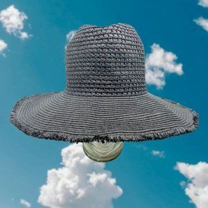 Black Raw Edge Wide Brim Rancher